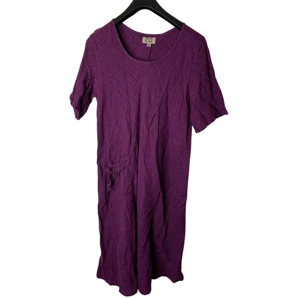 FLAX 100% linen dress purple women's size medium
